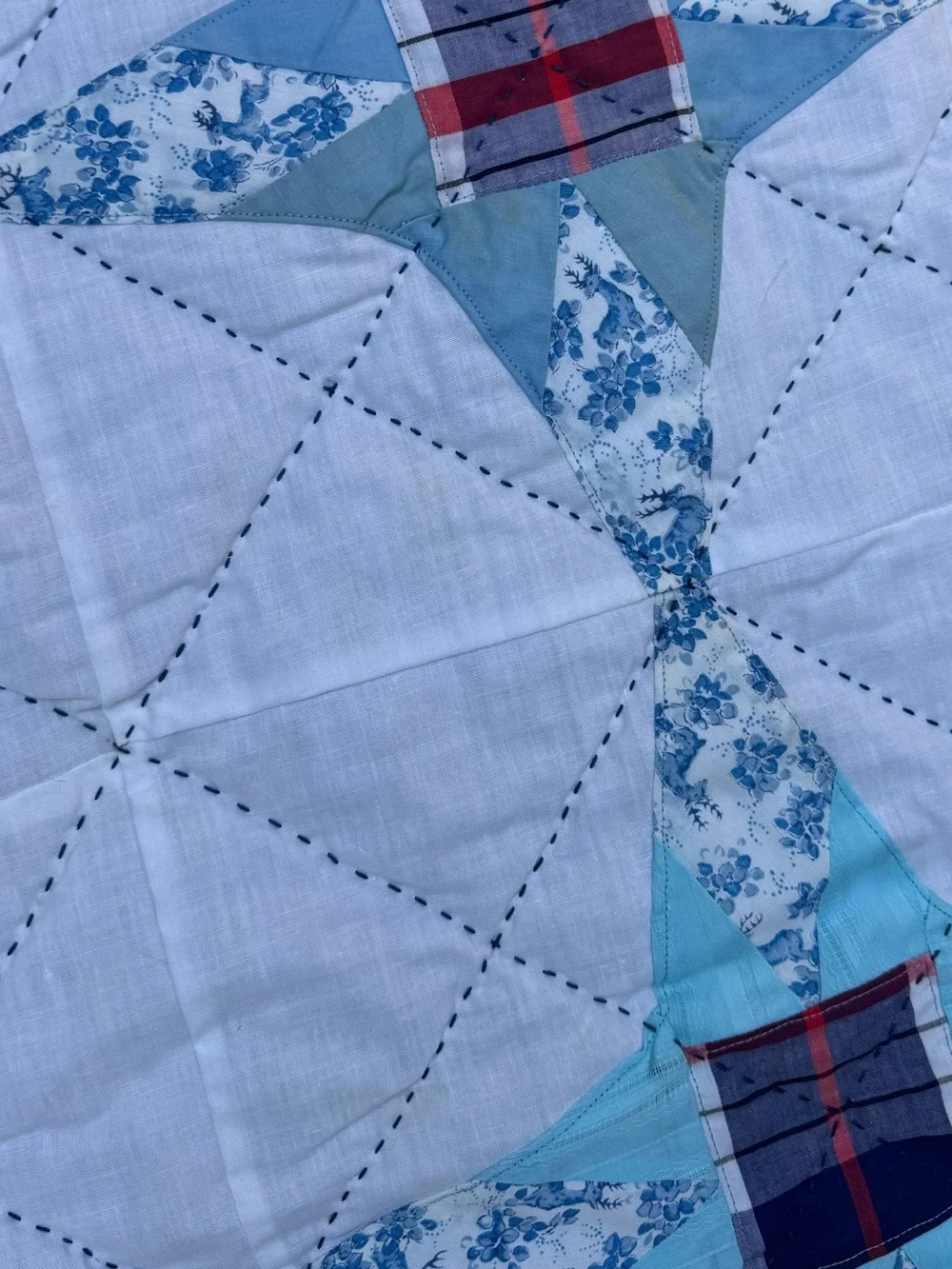 Blue and White Star Patchwork Quilt